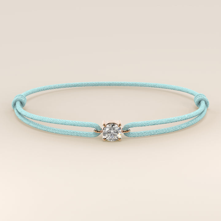 Nora - Round Lab Grown Diamond Pendant Bracelet with Satin Cord
