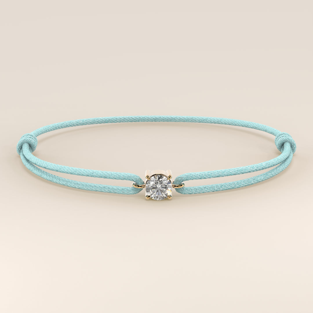 Nora - Round Lab Grown Diamond Pendant Bracelet with Satin Cord