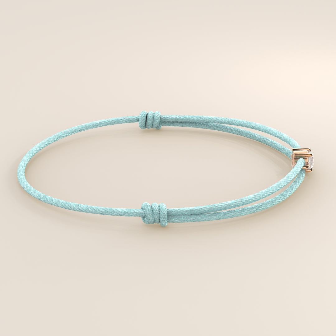 Nora - Round Lab Grown Diamond Pendant Bracelet with Satin Cord