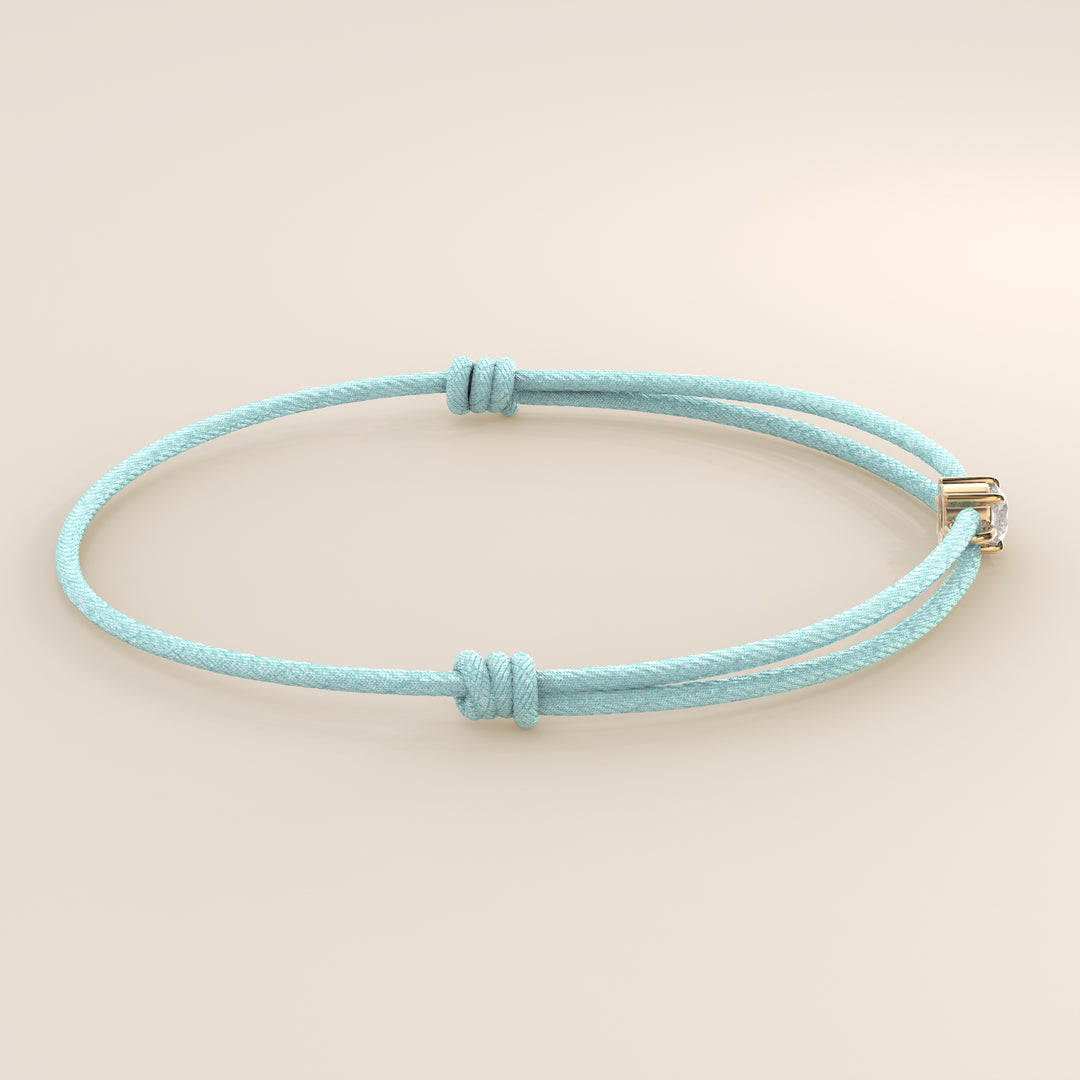 Nora - Round Lab Grown Diamond Pendant Bracelet with Satin Cord