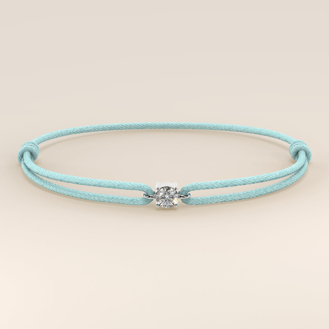 Nora - Round Lab Grown Diamond Pendant Bracelet with Satin Cord