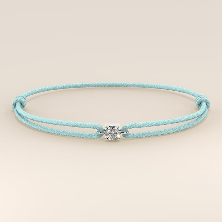 Nora - Round Lab Grown Diamond Pendant Bracelet with Satin Cord