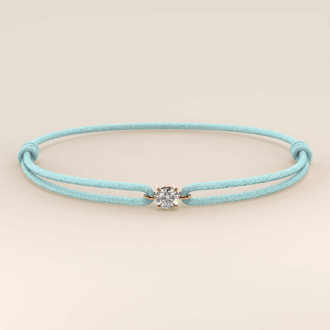 Nora - Round Lab Grown Diamond Pendant Bracelet with Satin Cord