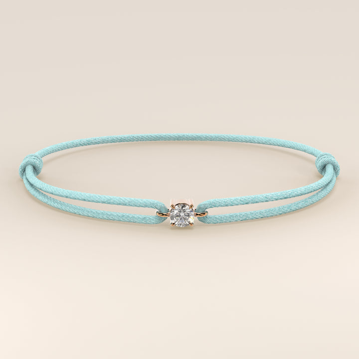 Nora - Round Lab Grown Diamond Pendant Bracelet with Satin Cord