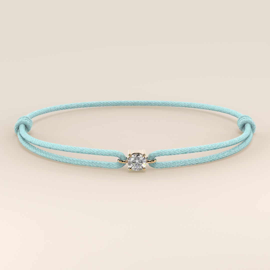 Nora - Round Lab Grown Diamond Pendant Bracelet with Satin Cord