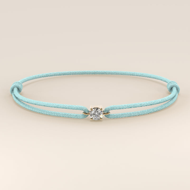 Nora - Round Lab Grown Diamond Pendant Bracelet with Satin Cord