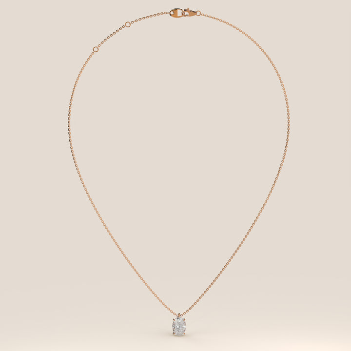 Sophie - Oval Lab Grown Diamond Necklace with Double Hidden Halo