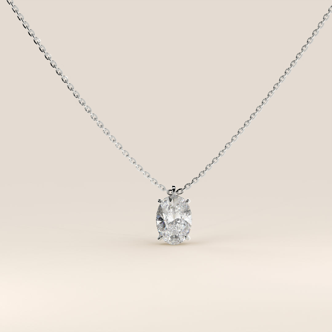 Sophie - Oval Lab Grown Diamond Necklace with Double Hidden Halo