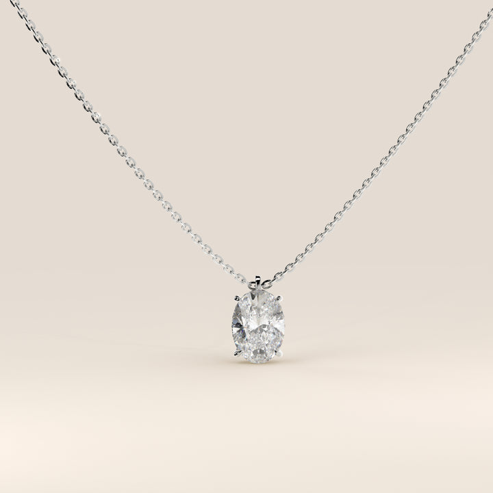 Sophie - Oval Lab Grown Diamond Necklace with Double Hidden Halo