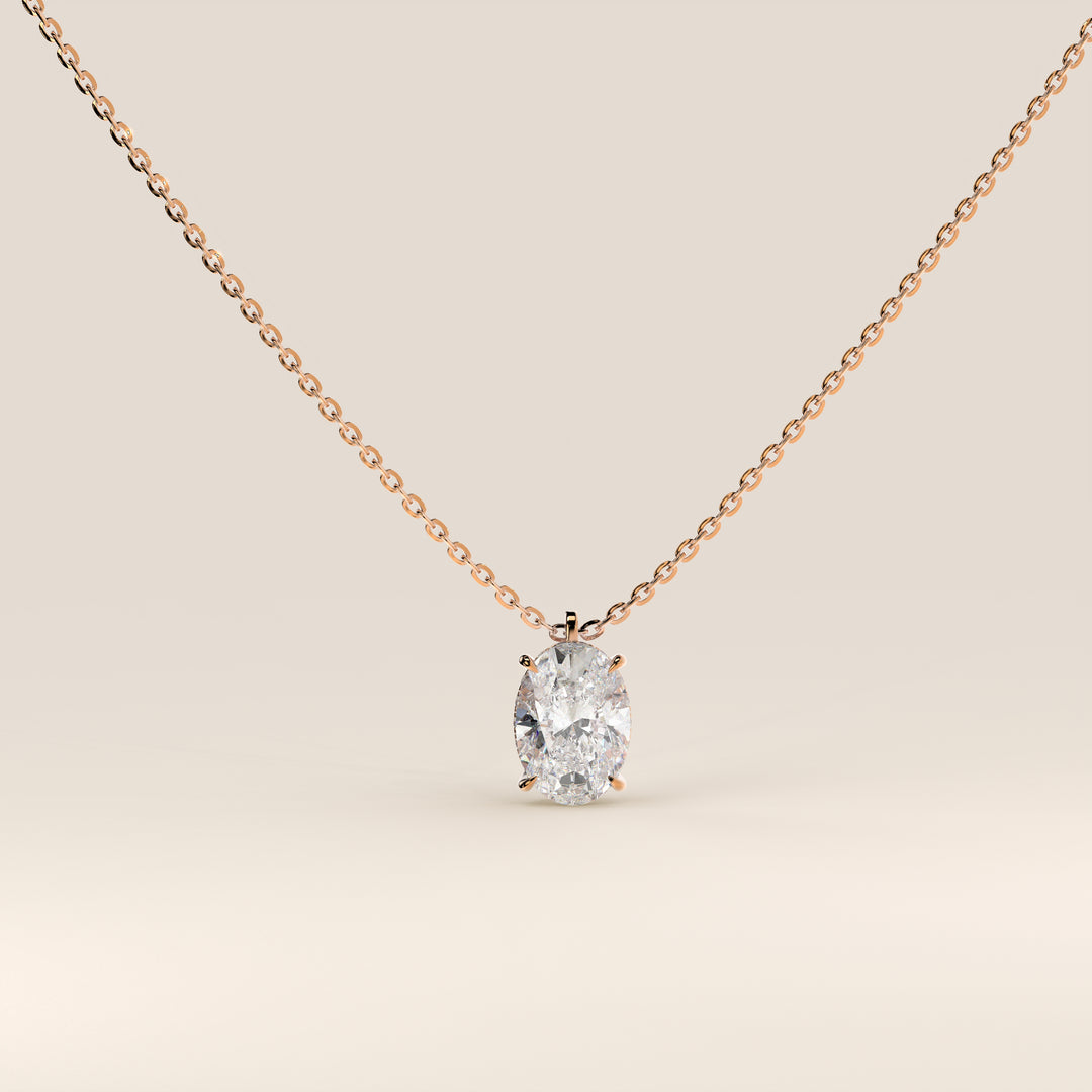Sophie - Oval Lab Grown Diamond Necklace with Double Hidden Halo