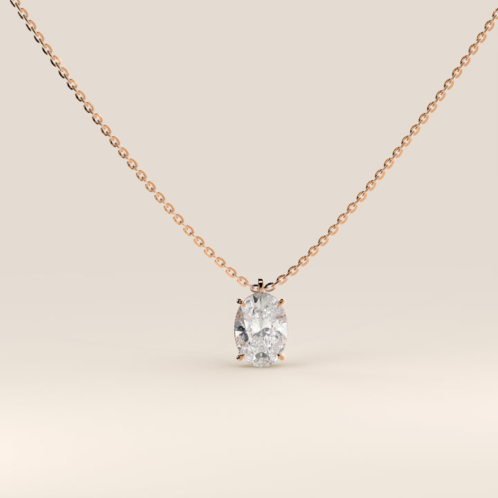 Sophie - Oval Lab Grown Diamond Necklace with Double Hidden Halo
