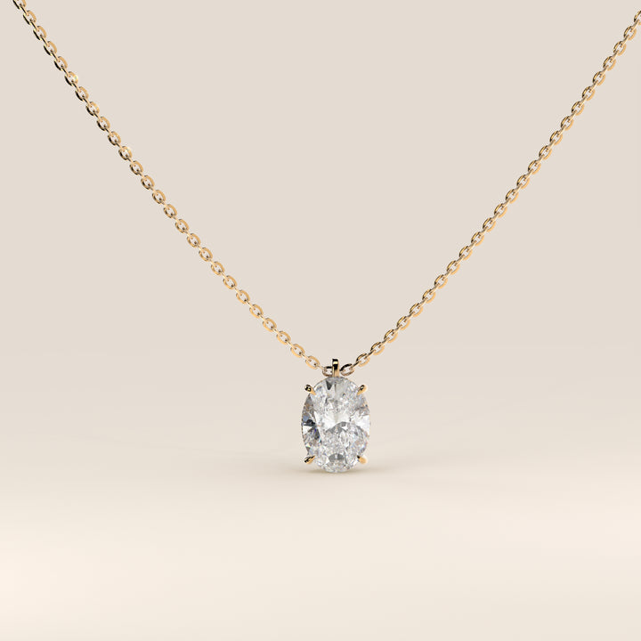 Sophie - Oval Lab Grown Diamond Necklace with Double Hidden Halo