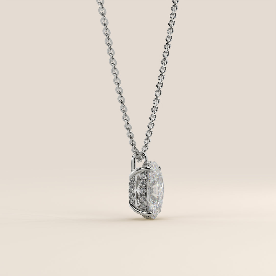 Sophie - Oval Lab Grown Diamond Necklace with Double Hidden Halo