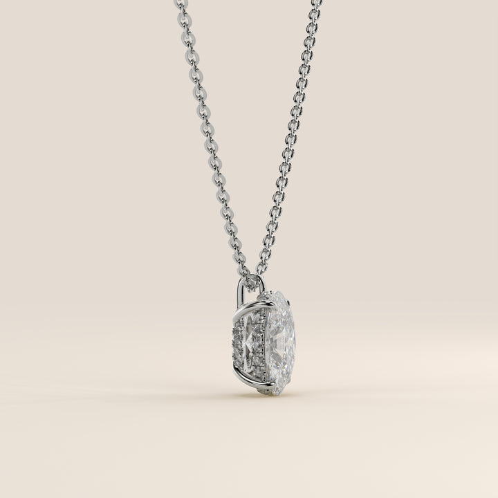 Sophie - Oval Lab Grown Diamond Necklace with Double Hidden Halo