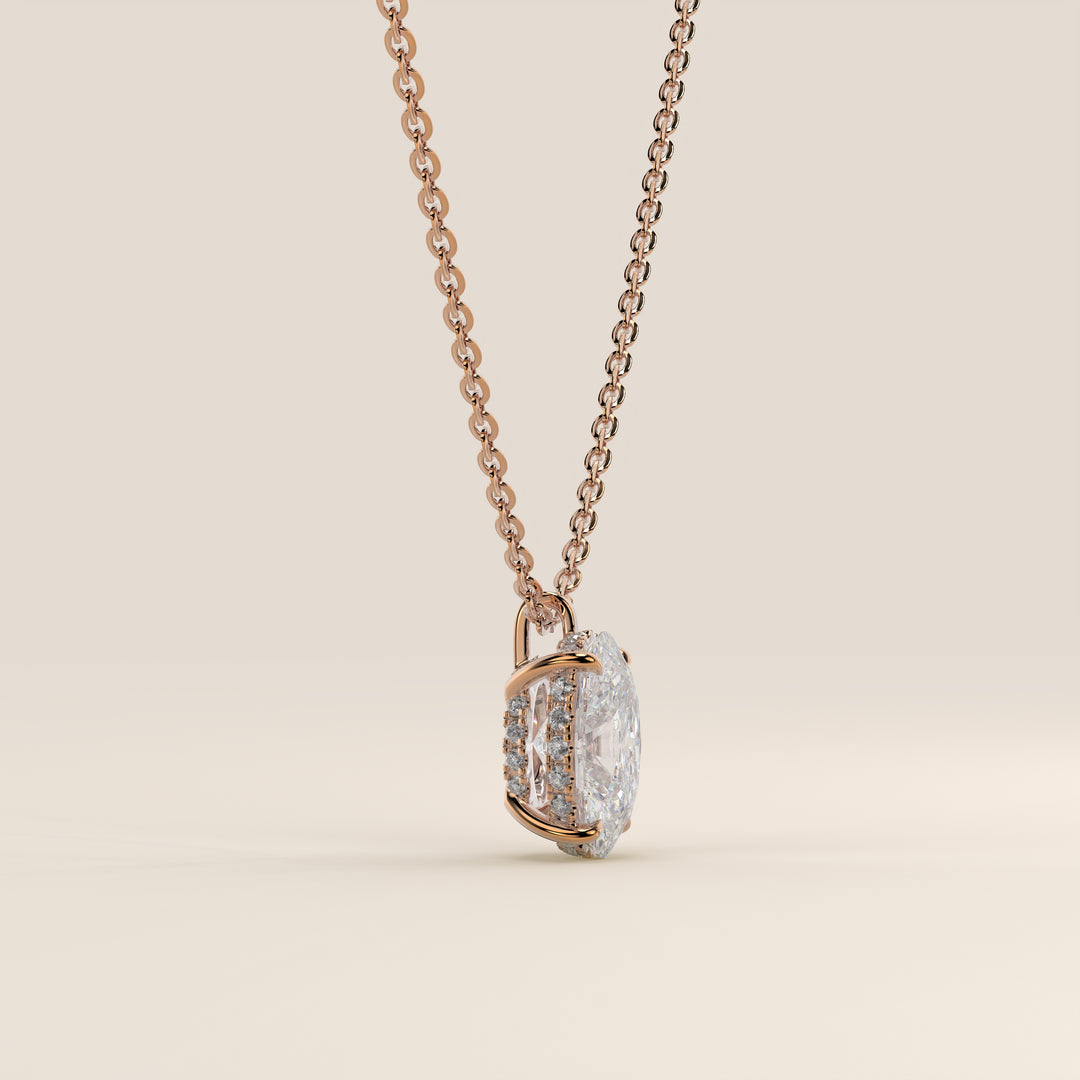 Sophie - Oval Lab Grown Diamond Necklace with Double Hidden Halo