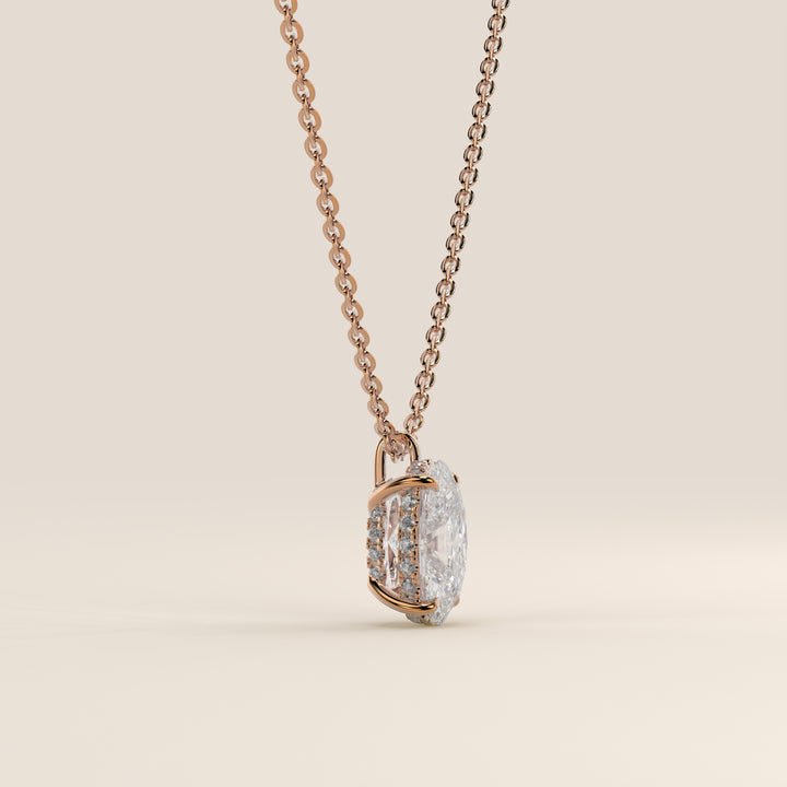 Sophie - Oval Lab Grown Diamond Necklace with Double Hidden Halo