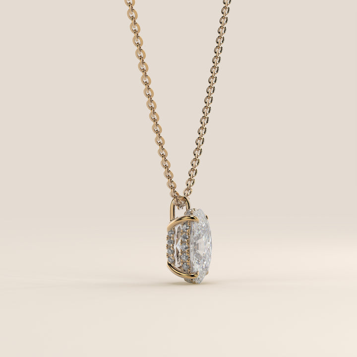Sophie - Oval Lab Grown Diamond Necklace with Double Hidden Halo