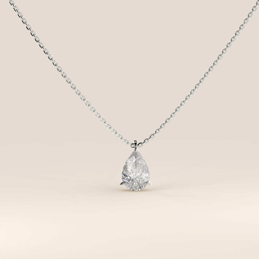 Sophie - Pear Lab Grown Diamond Necklace with Double Hidden Halo