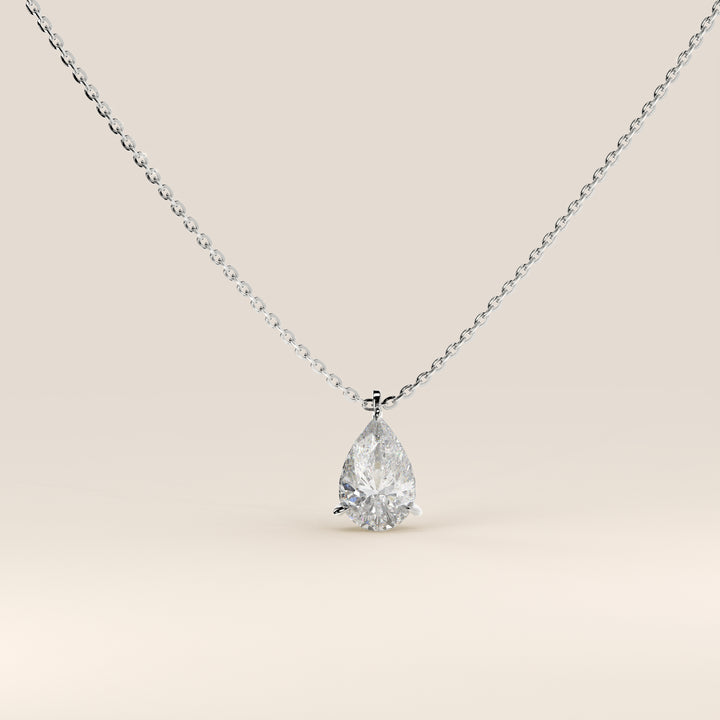 Sophie - Pear Lab Grown Diamond Necklace with Double Hidden Halo