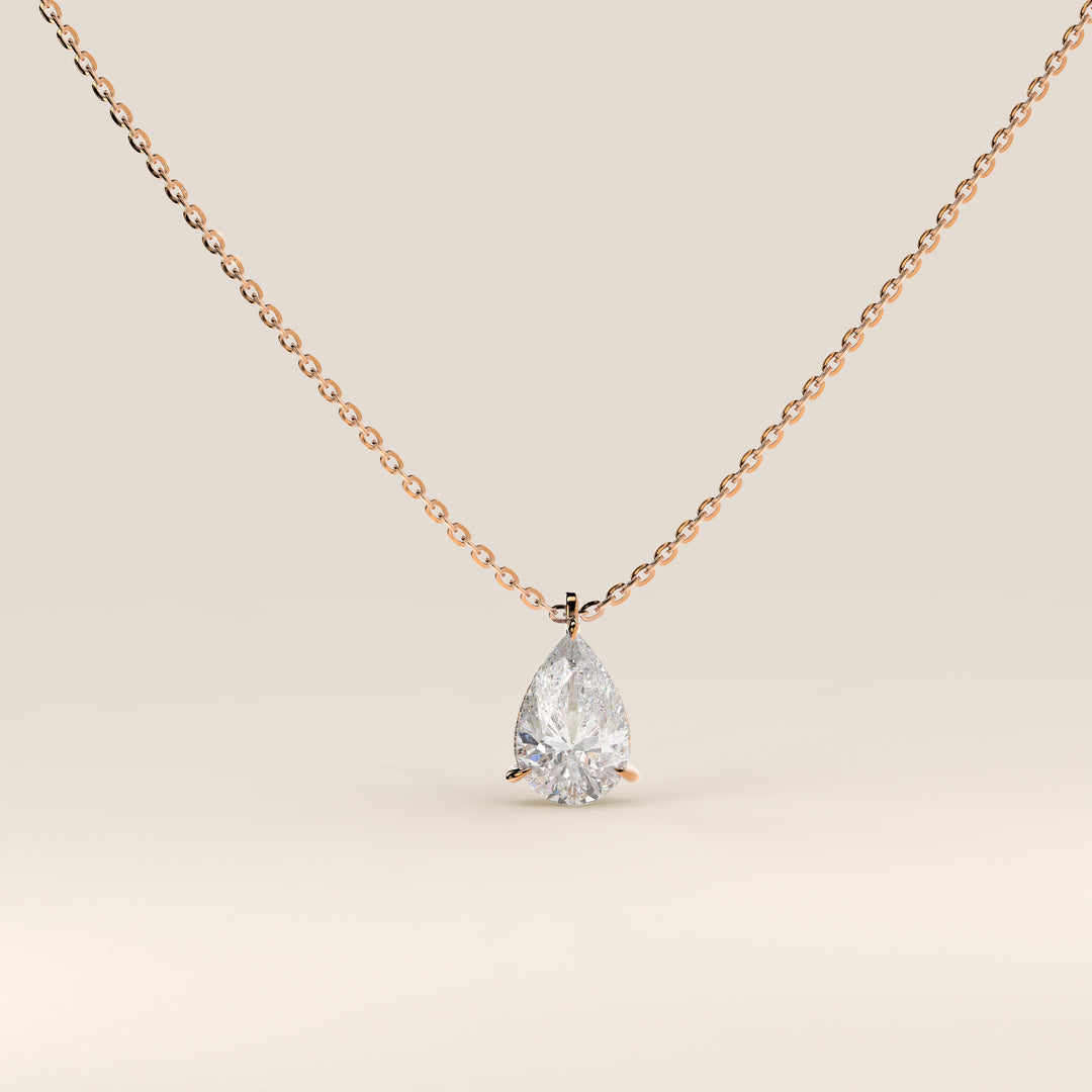 Sophie - Pear Lab Grown Diamond Necklace with Double Hidden Halo
