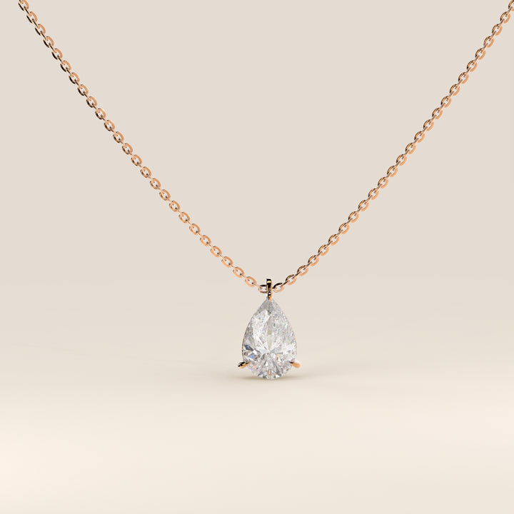 Sophie - Pear Lab Grown Diamond Necklace with Double Hidden Halo