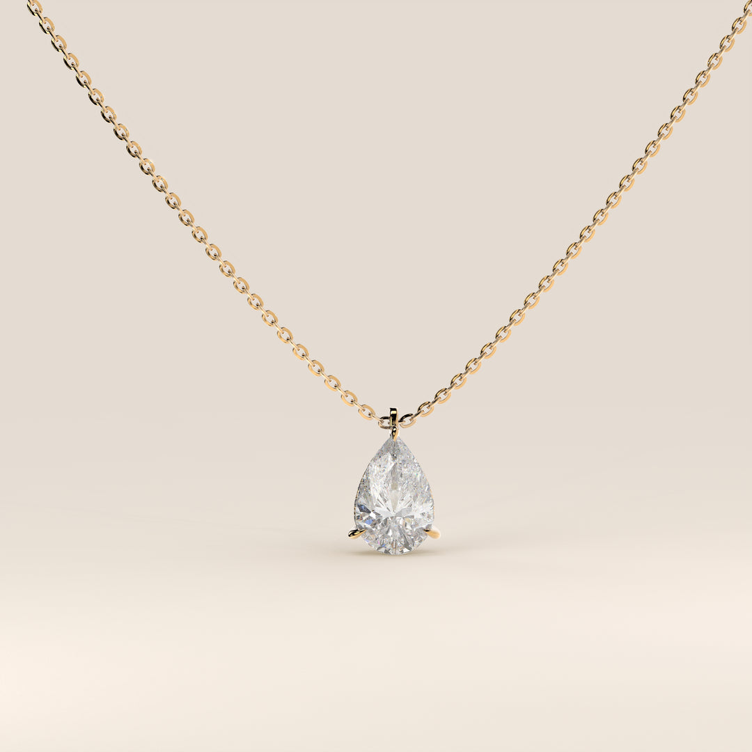Sophie - Pear Lab Grown Diamond Necklace with Double Hidden Halo