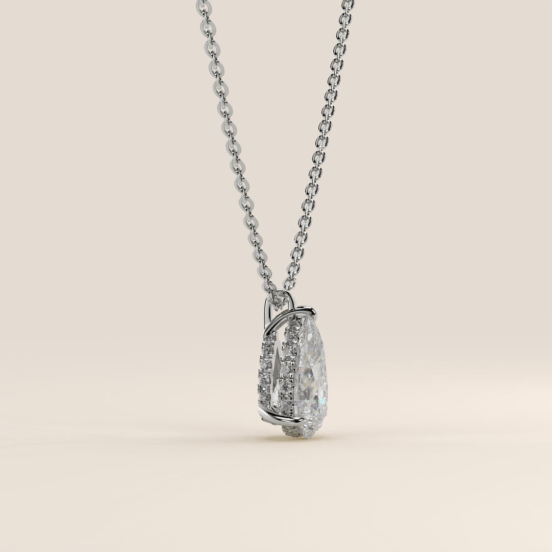 Sophie - Pear Lab Grown Diamond Necklace with Double Hidden Halo