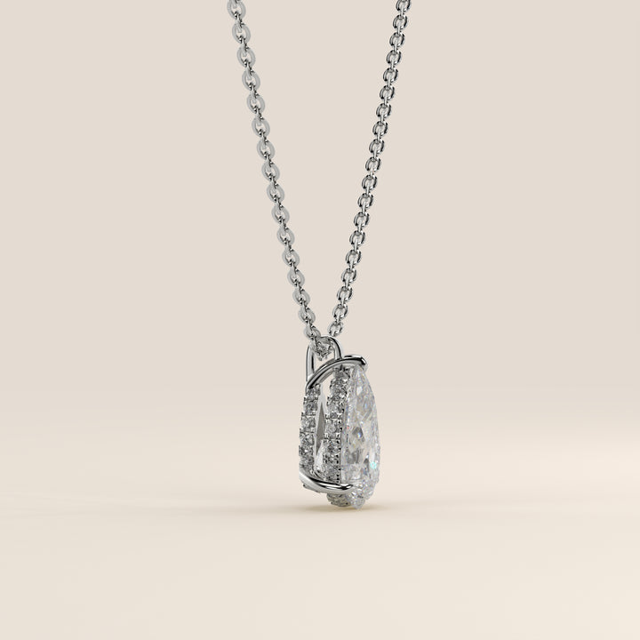 Sophie - Pear Lab Grown Diamond Necklace with Double Hidden Halo