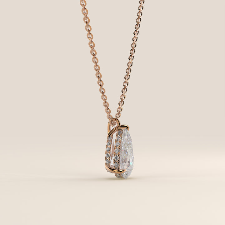 Sophie - Pear Lab Grown Diamond Necklace with Double Hidden Halo