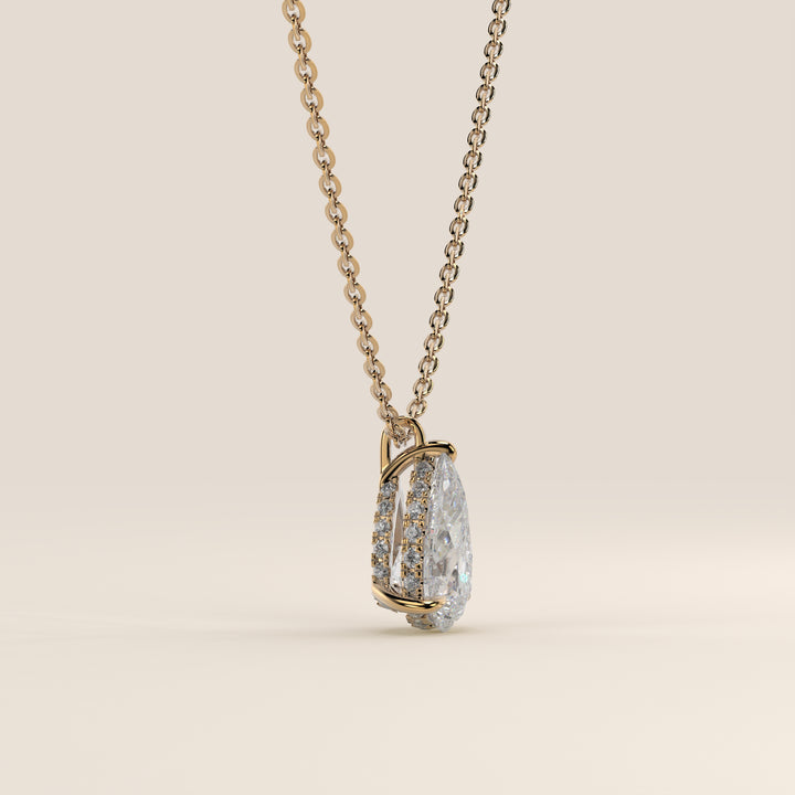 Sophie - Pear Lab Grown Diamond Necklace with Double Hidden Halo