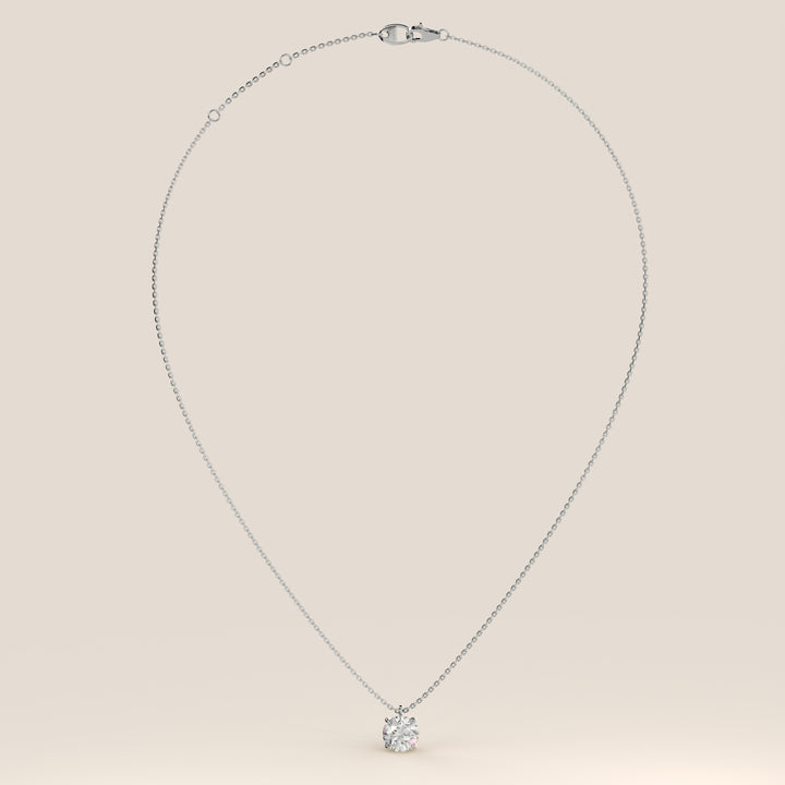 Sophie - Round Brilliant Lab Grown Diamond Necklace with Double Hidden Halo
