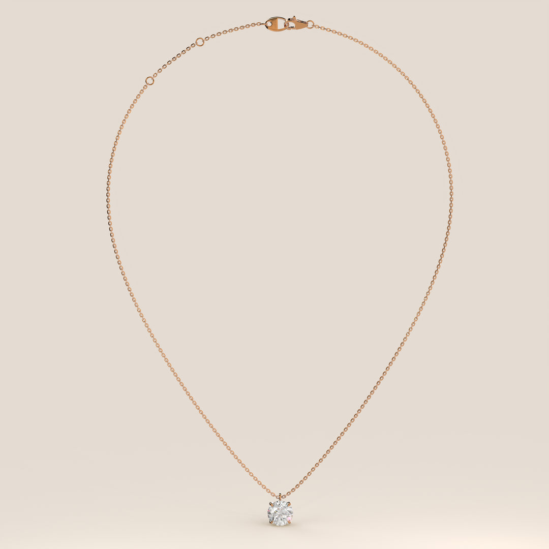 Sophie - Round Brilliant Lab Grown Diamond Necklace with Double Hidden Halo
