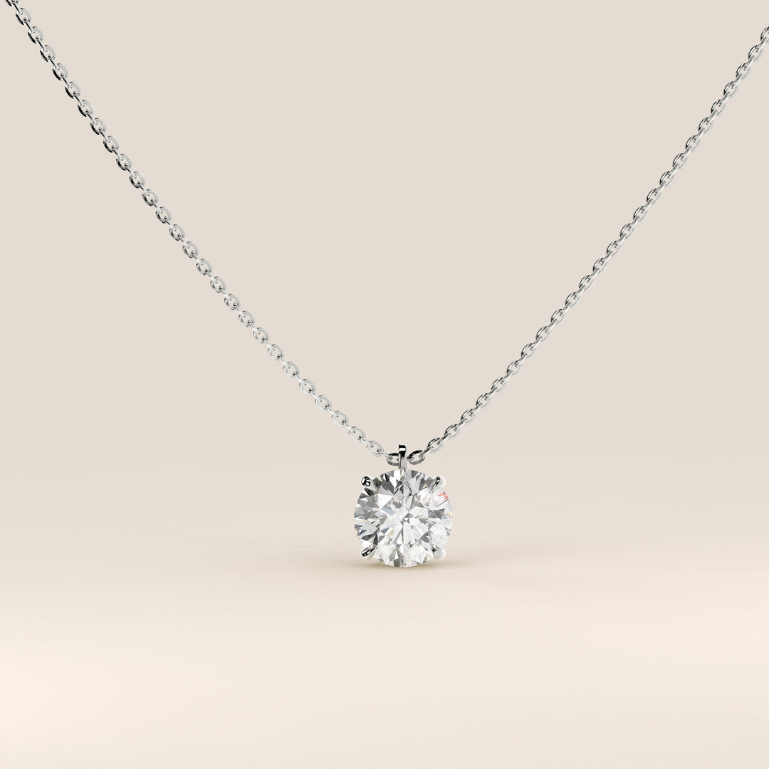 Sophie - Round Brilliant Lab Grown Diamond Necklace with Double Hidden Halo