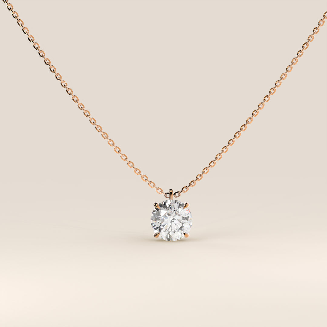 Sophie - Round Brilliant Lab Grown Diamond Necklace with Double Hidden Halo