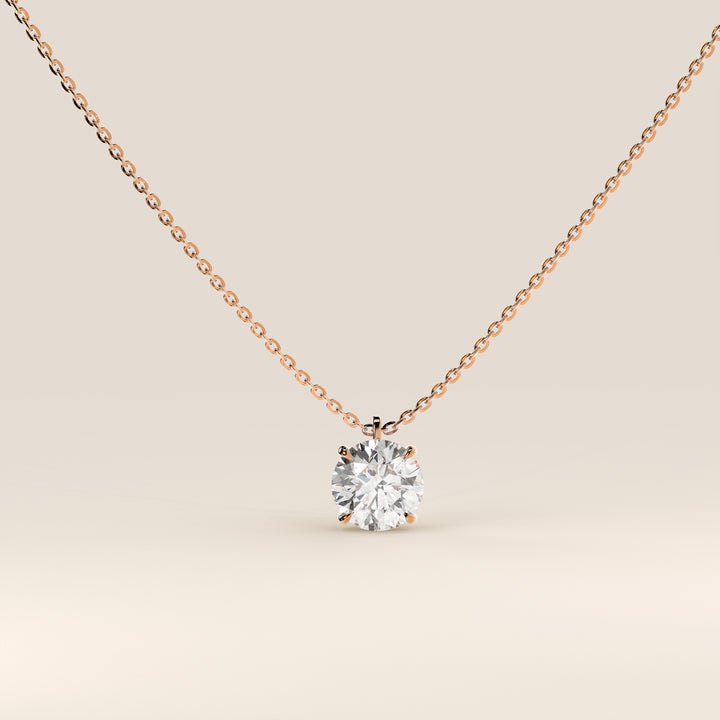 Sophie - Round Brilliant Lab Grown Diamond Necklace with Double Hidden Halo