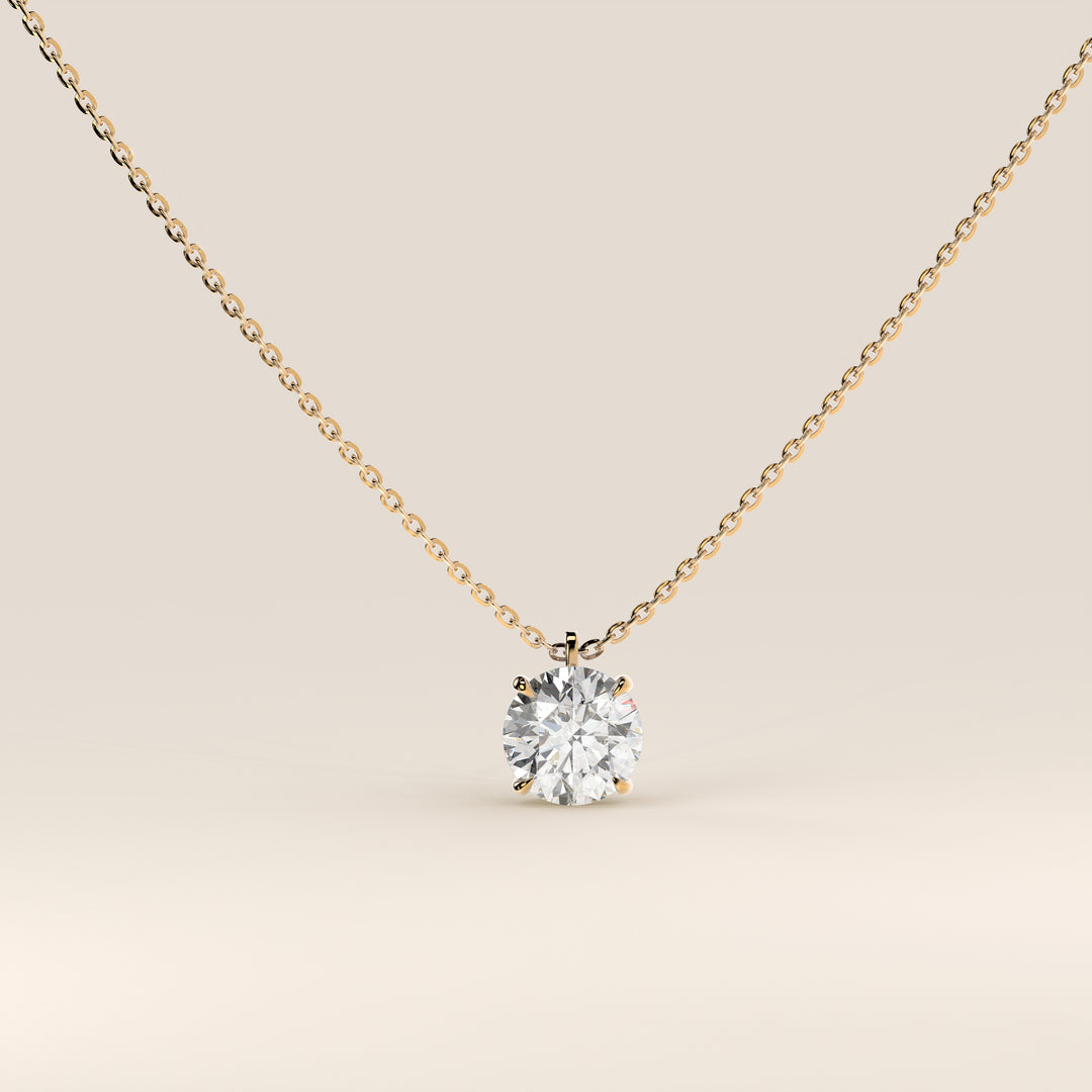 Sophie - Round Brilliant Lab Grown Diamond Necklace with Double Hidden Halo