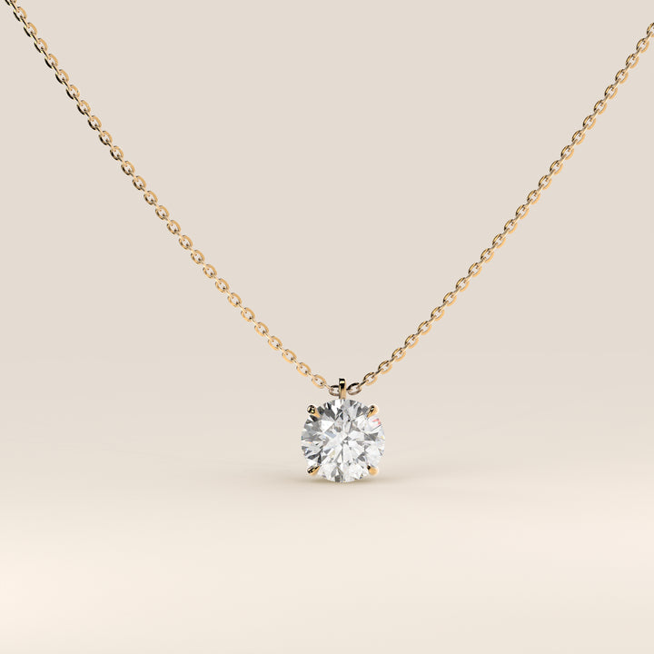Sophie - Round Brilliant Lab Grown Diamond Necklace with Double Hidden Halo