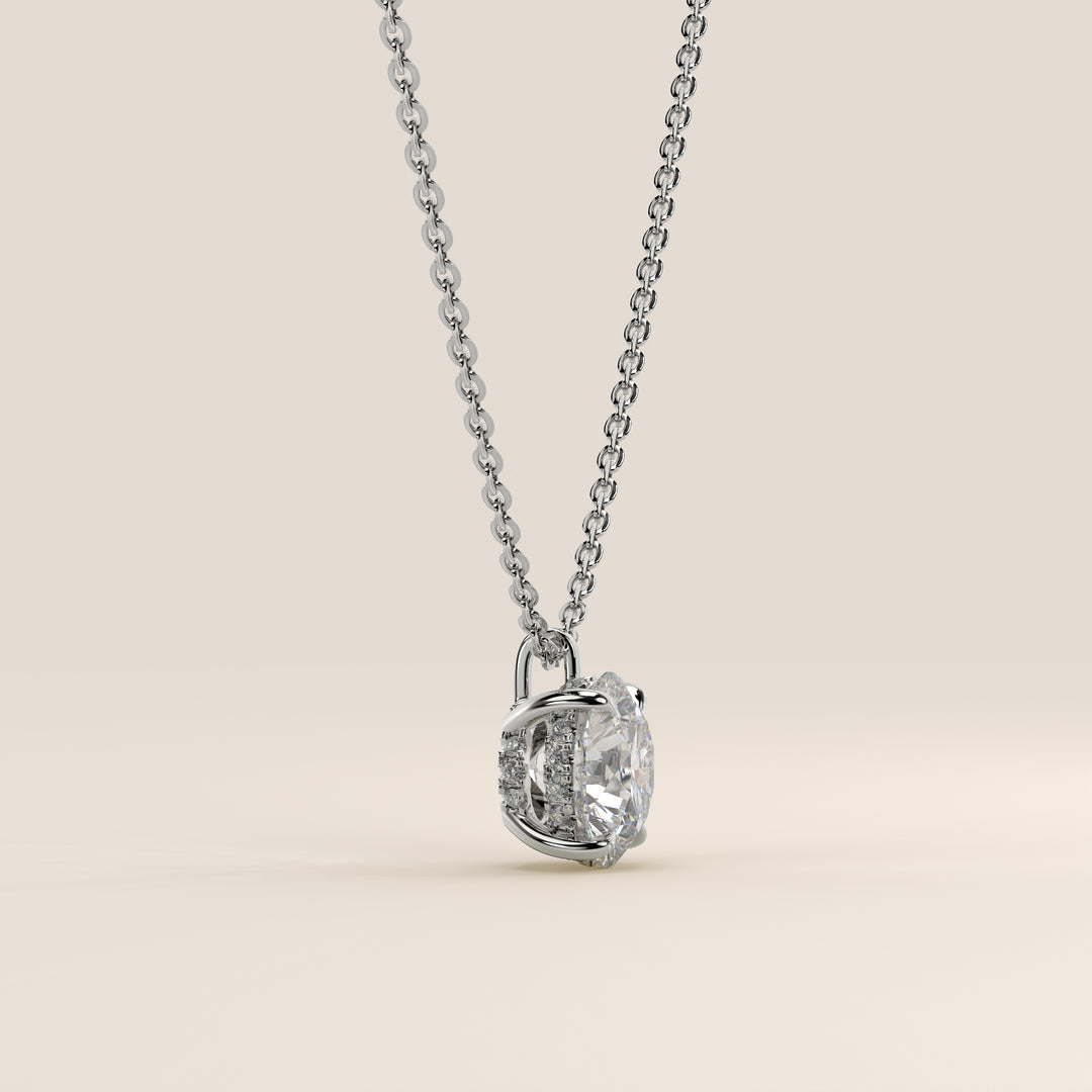 Sophie - Round Brilliant Lab Grown Diamond Necklace with Double Hidden Halo