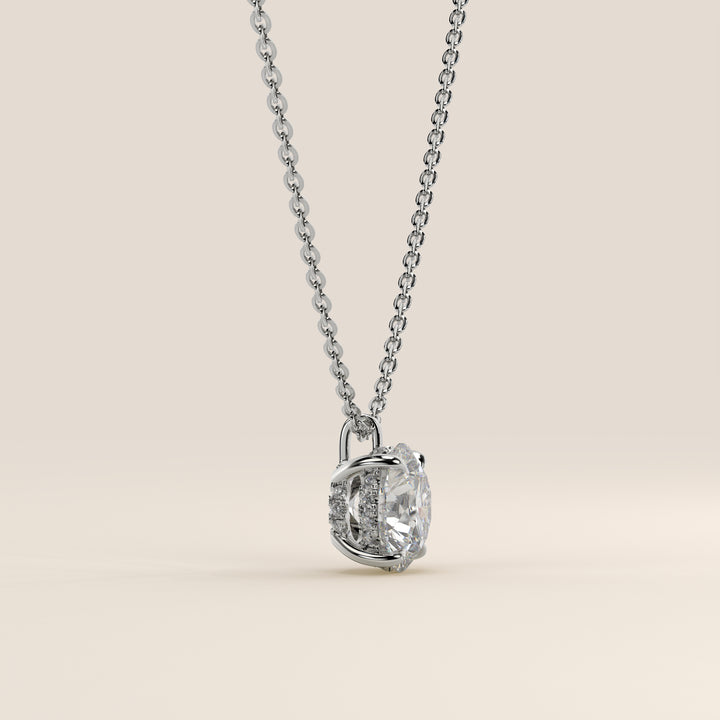 Sophie - Round Brilliant Lab Grown Diamond Necklace with Double Hidden Halo