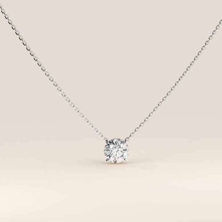 Lisa - Round Lab Grown Diamond Necklace with Hidden Halo