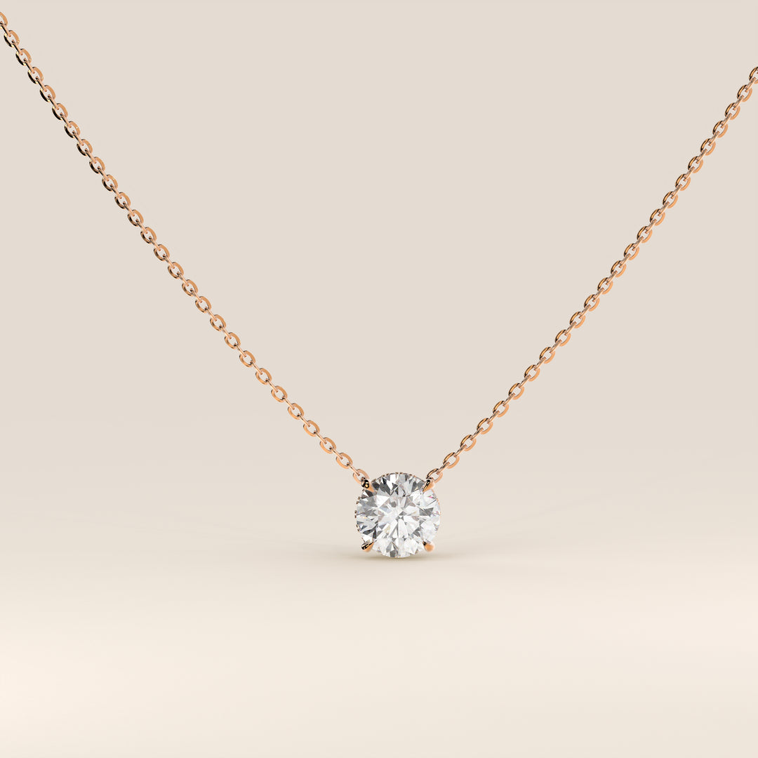 Lisa - Round Lab Grown Diamond Necklace with Hidden Halo