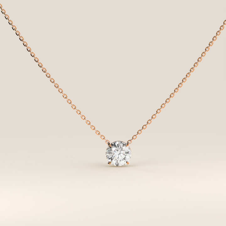 Lisa - Round Lab Grown Diamond Necklace with Hidden Halo