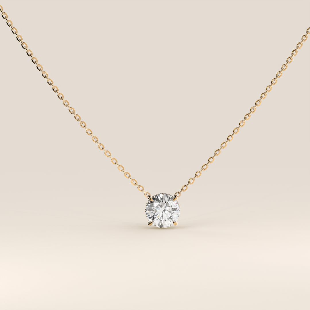 Lisa - Round Lab Grown Diamond Necklace with Hidden Halo