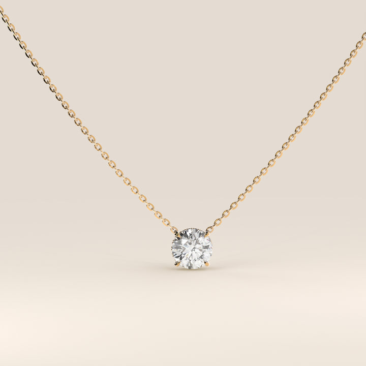 Lisa - Round Lab Grown Diamond Necklace with Hidden Halo