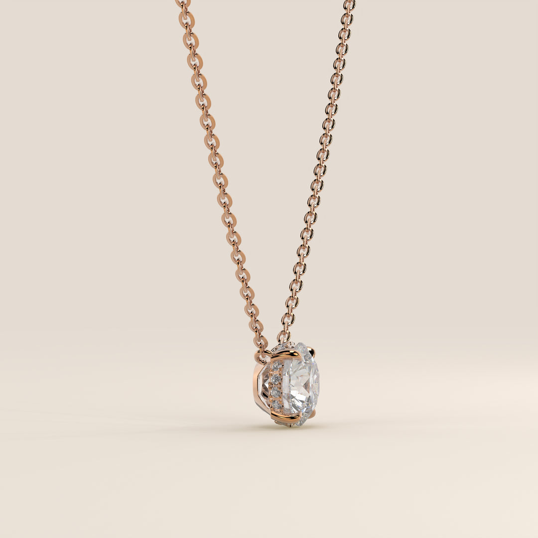 Lisa - Round Lab Grown Diamond Necklace with Hidden Halo
