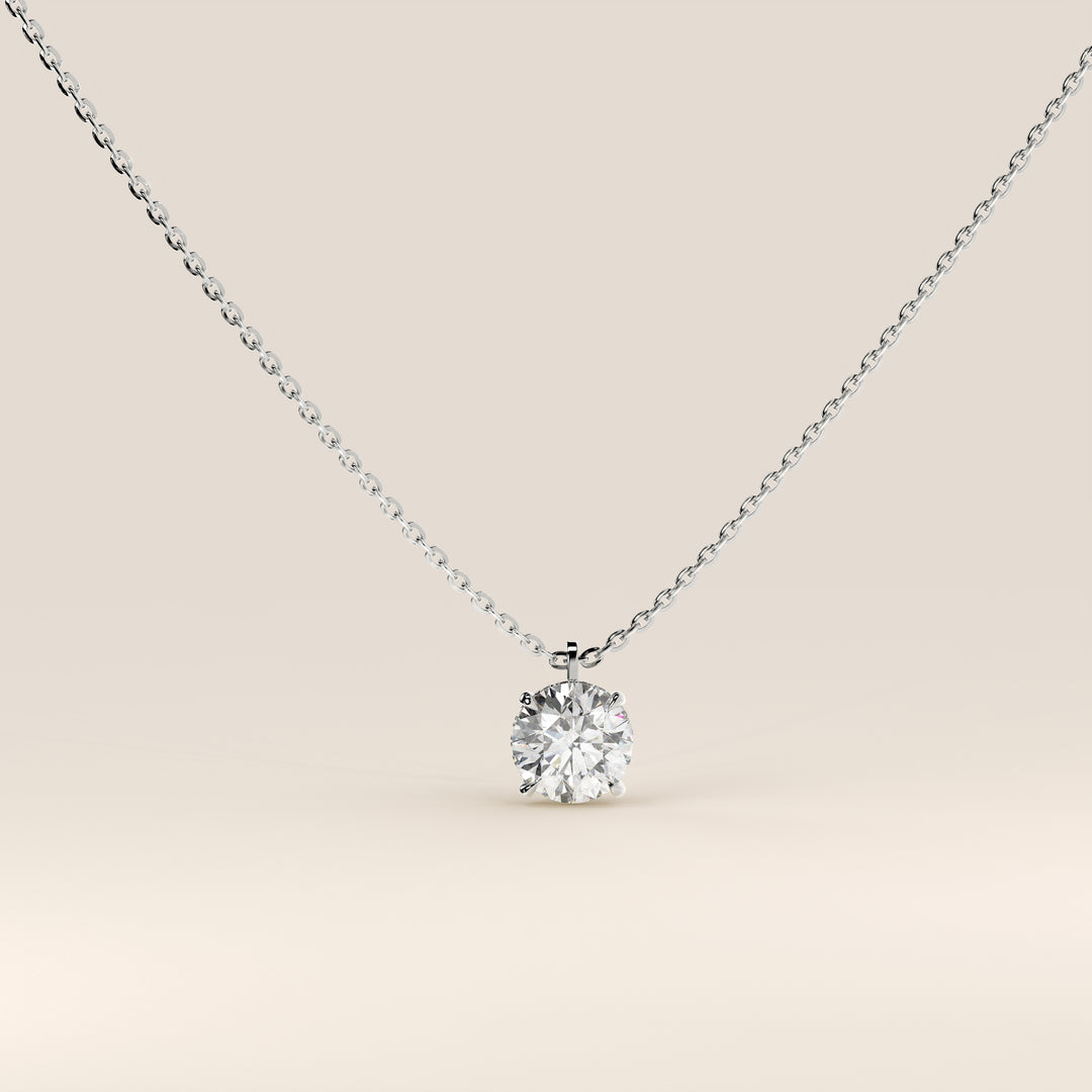 Lisa - Round Lab Grown Diamond Necklace with Hidden Halo