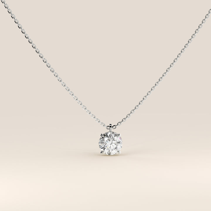 Lisa - Round Lab Grown Diamond Necklace with Hidden Halo
