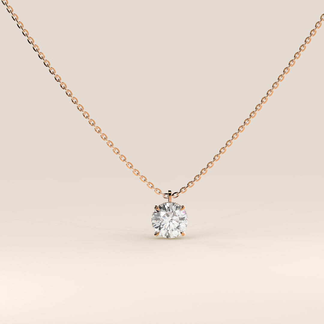 Lisa - Round Lab Grown Diamond Necklace with Hidden Halo