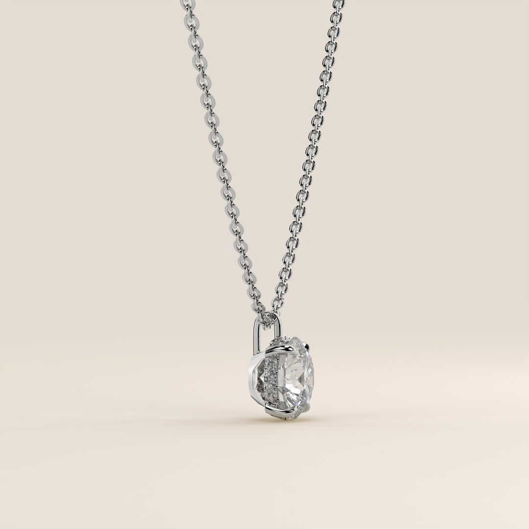 Lisa - Round Lab Grown Diamond Necklace with Hidden Halo