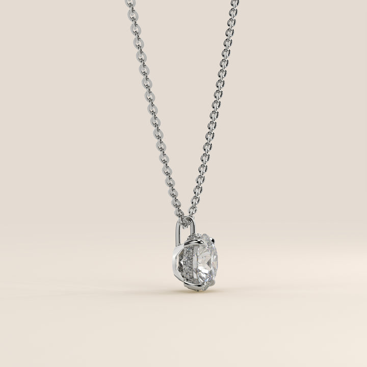 Lisa - Round Lab Grown Diamond Necklace with Hidden Halo